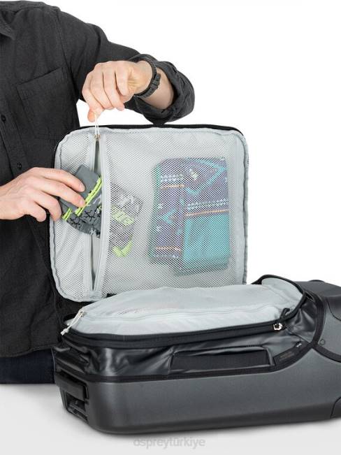 üniseks siyah Osprey taşıyıcı 4 tekerlekli hibrit kabin 36+5 l/22