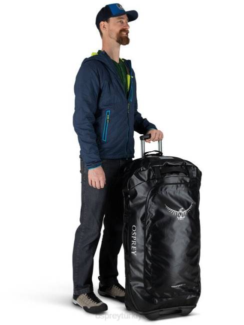 üniseks siyah Osprey taşıyıcı tekerlekli spor çantası 120 seyahat tekerleği | dişli taşıyıcı 20VZ626