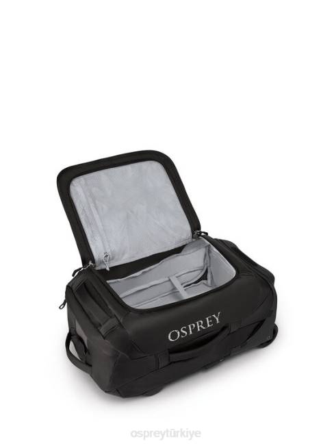 üniseks siyah Osprey taşıyıcı tekerlekli spor çantası 40 seyahat tekerleği | dişli taşıyıcı 20VZ532