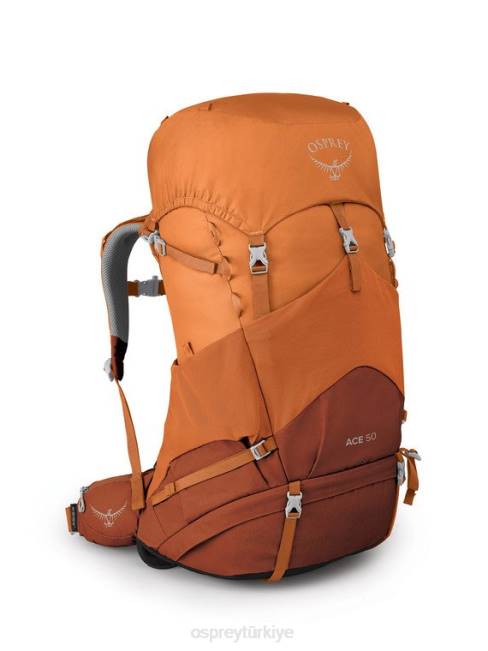 çocuklar turuncu gün batımı Osprey ace 50 sırt çantasıyla seyahat (8-14 yaş) 20VZ486