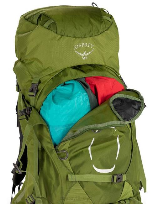 erkekler sarımsak hardal yeşili Osprey aether 55 sırt çantasıyla seyahat 20VZ70