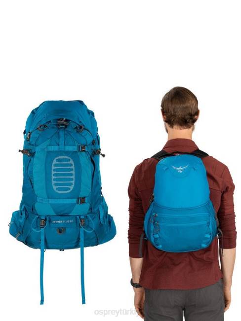 erkekler siyah Osprey aether artı 60 sırt çantasıyla seyahat 20VZ68
