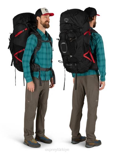 erkekler siyah Osprey aether plus 85 sırt çantasıyla seyahat 20VZ79