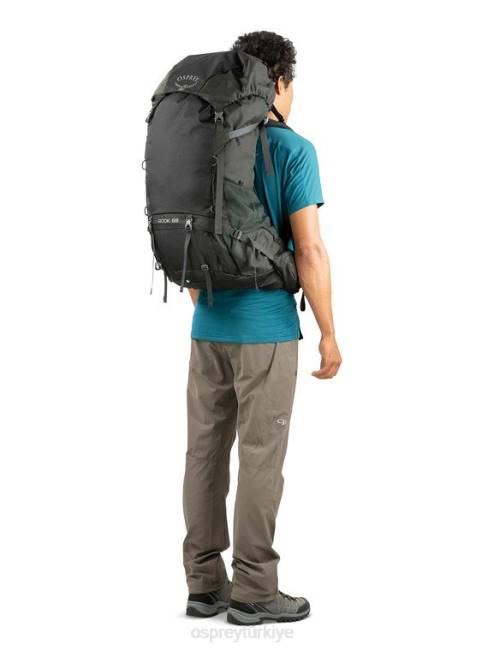 erkekler siyah Osprey kale 65 sırt çantasıyla seyahat 20VZ100