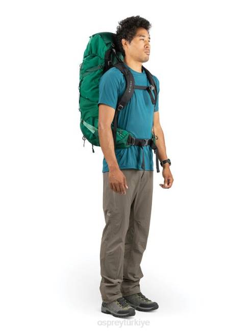 erkekler yeşilbaş yeşili Osprey kale 50 sırt çantasıyla seyahat 20VZ96