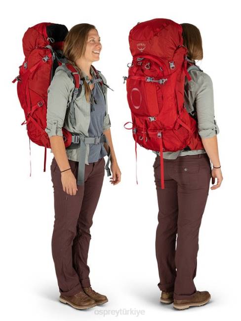 kadınlar akik kırmızısı Osprey ariel artı 70 sırt çantasıyla seyahat 20VZ91
