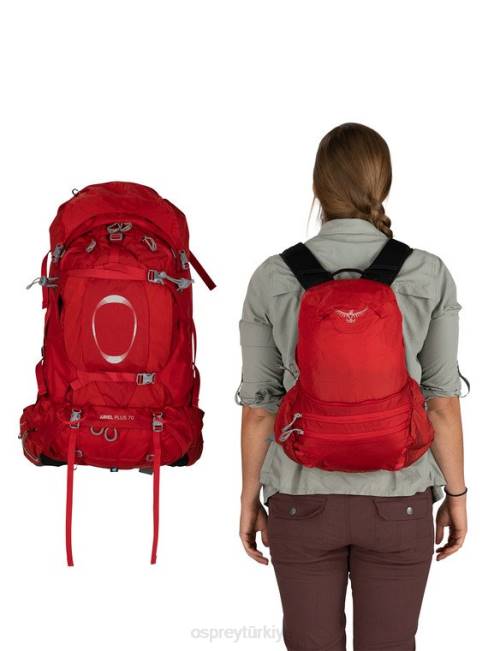 kadınlar akik kırmızısı Osprey ariel artı 70 sırt çantasıyla seyahat 20VZ91