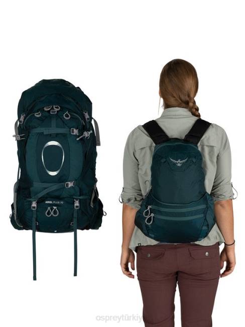 kadınlar gece orman mavisi Osprey ariel artı 70 sırt çantasıyla seyahat 20VZ92