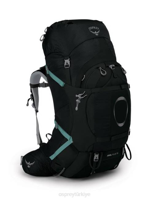kadınlar siyah Osprey ariel artı 70 sırt çantasıyla seyahat 20VZ93