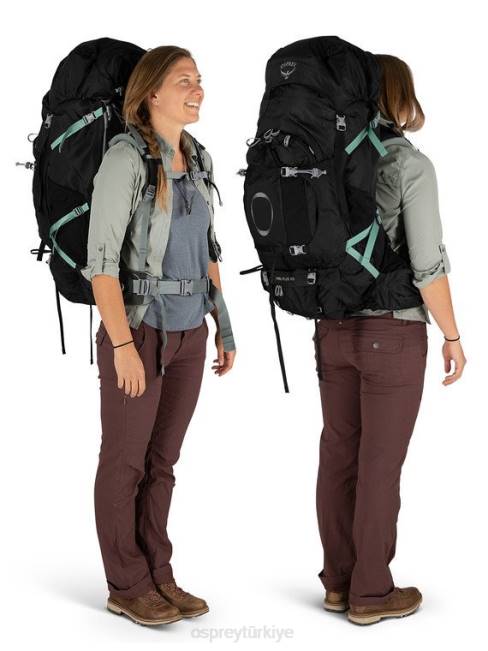 kadınlar siyah Osprey ariel artı 85 sırt çantasıyla seyahat 20VZ95